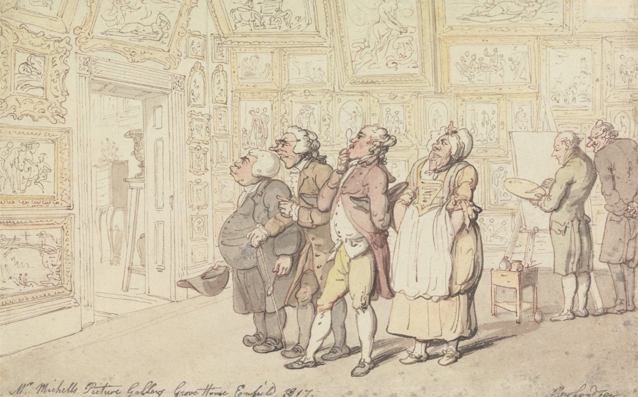 ミッチェル氏の絵画ギャラリー、グローブ・ハウス、エンフィールド 1817年 作： トーマス・ローランドソン