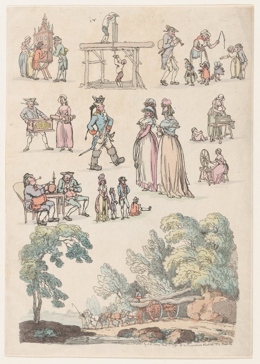 Plate 5, Outlines of Figures, Landscapes and Cattle... for the Use of Learners, Ju..., June 18, 1790. 作： トーマス・ローランドソン