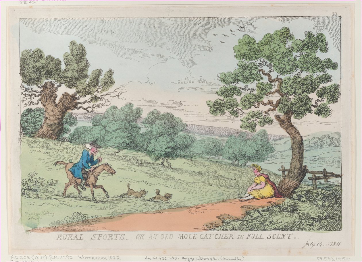 Rural Sports, or an Old Mole Catcher in Full Scent, [1811], reprint., [1811], reprint. 作： トーマス・ローランドソン