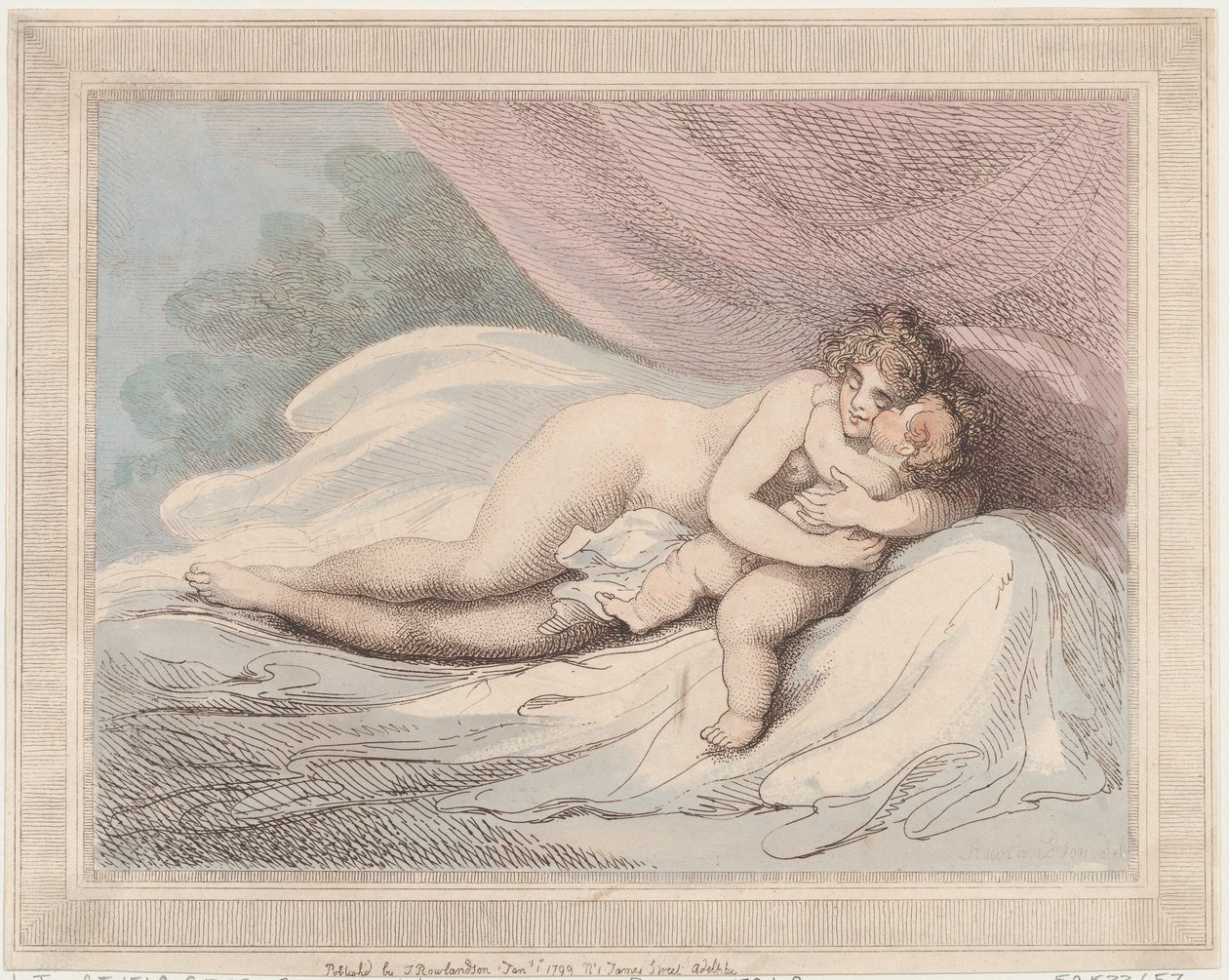 子供を抱きしめる眠れるヴィーナス、1799 年 1 月 1 日、1799 年 1 月 1 日。 作： トーマス・ローランドソン