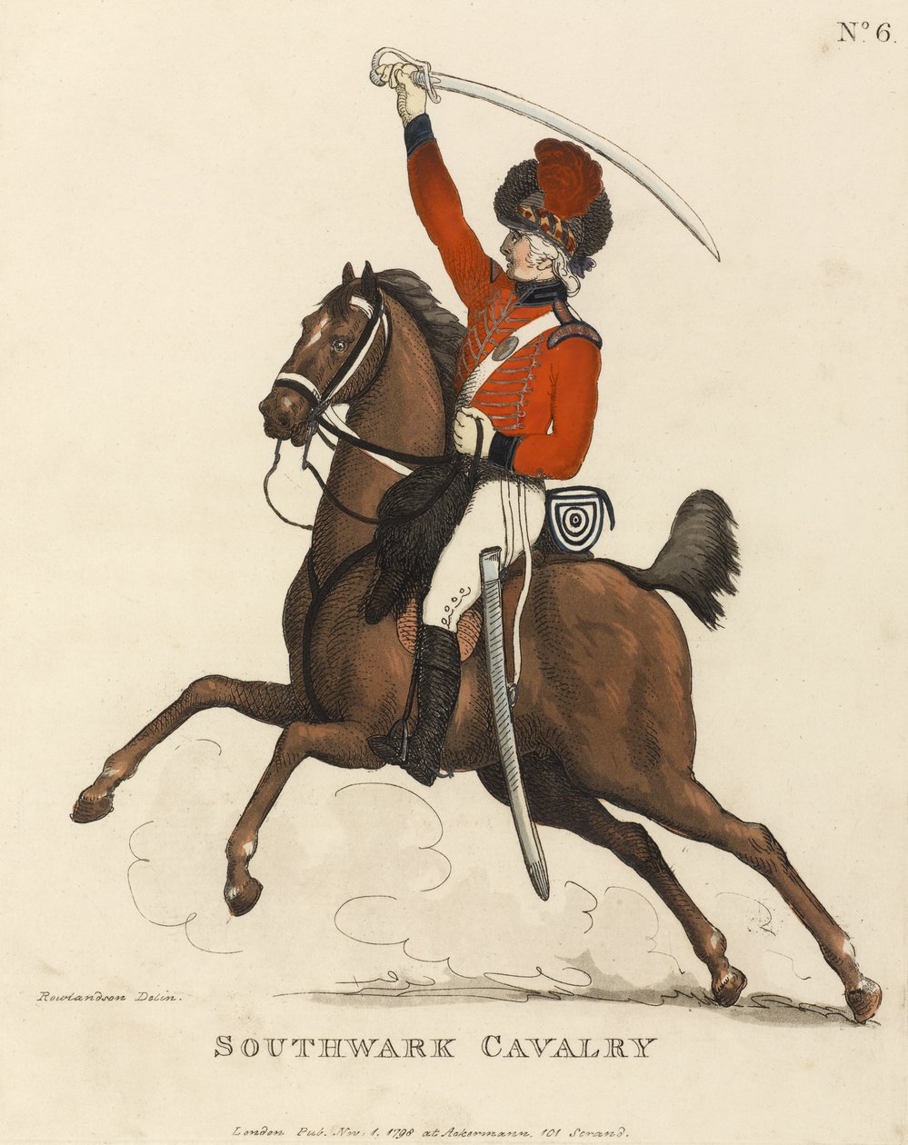 サザーク騎兵隊、1799年頃（アクアチント色） 作： トーマス・ローランドソン