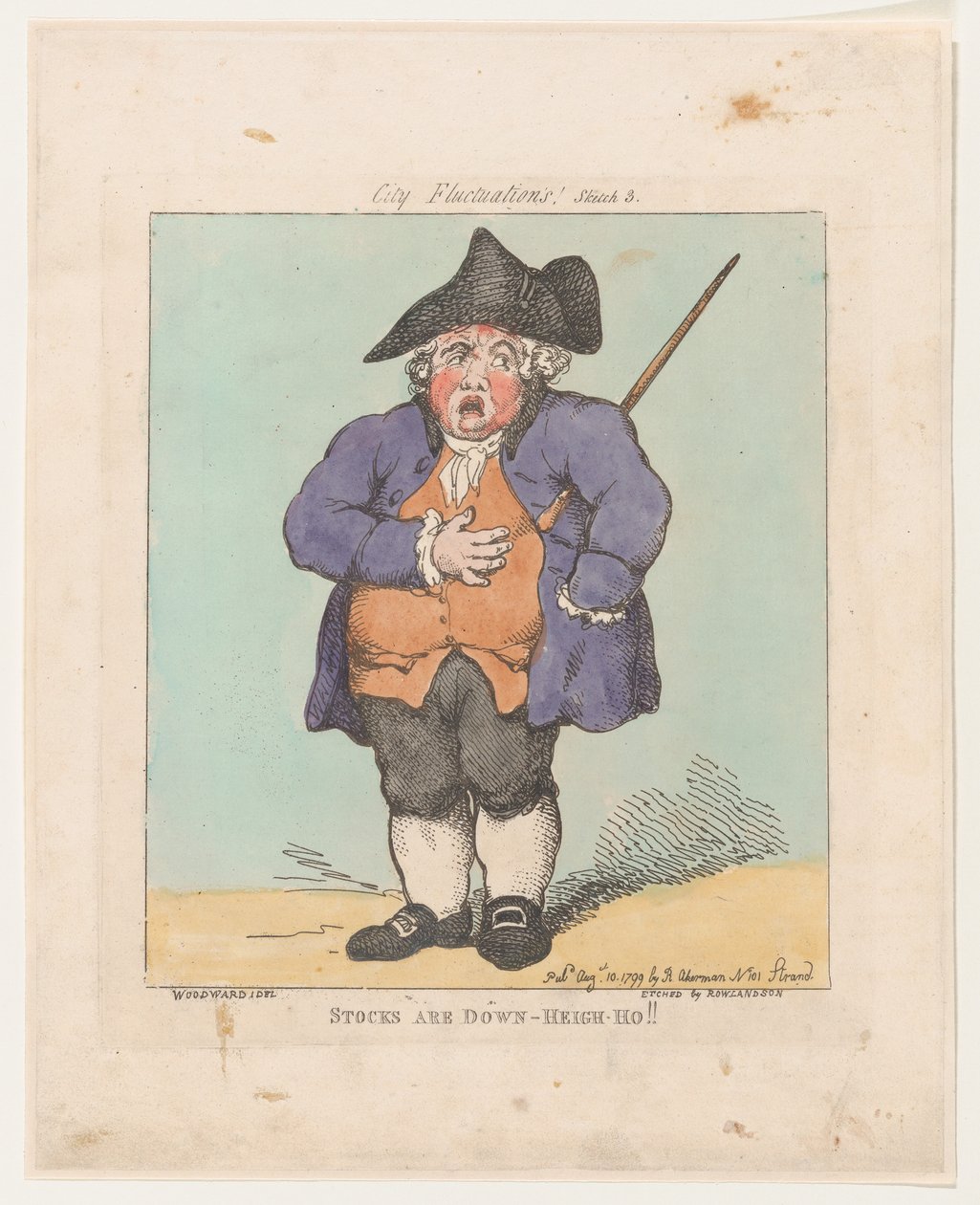 Stocks Are Down- Heigh-Ho!!、1799 年 8 月 10 日、1799 年 8 月 10 日。 作： トーマス・ローランドソン