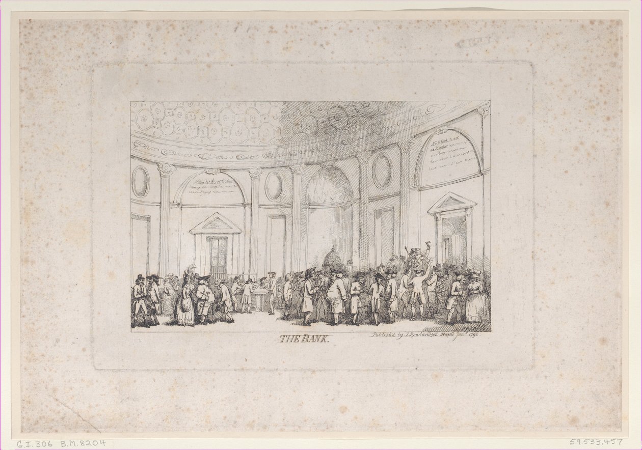 The Bank、1792 年 1 月再発行、1792 年 1 月再発行。 作： トーマス・ローランドソン