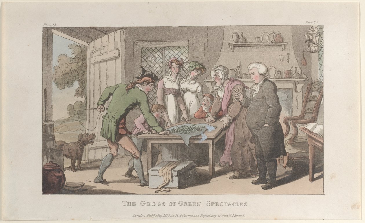 The Gross of Green Spectacles、The Vicar of Wakefield より、1817 年 5 月、1817 年 5 月。 作： トーマス・ローランドソン