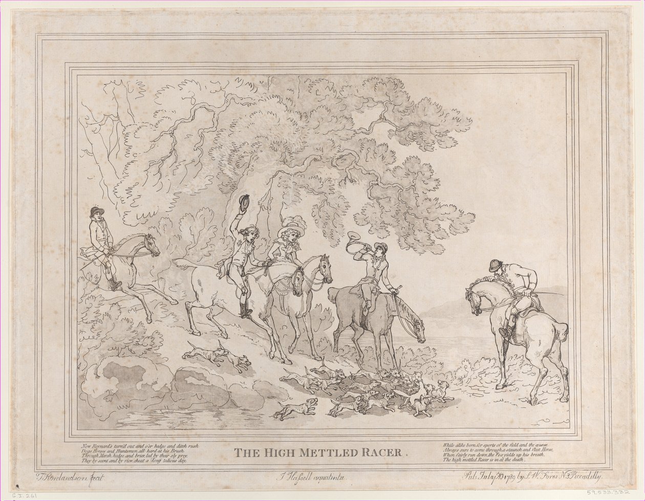 The Hunter from The Life of a Racehorse, or The High-Mettled Racer, July 20, 1789., July 20, 1789. 作： トーマス・ローランドソン