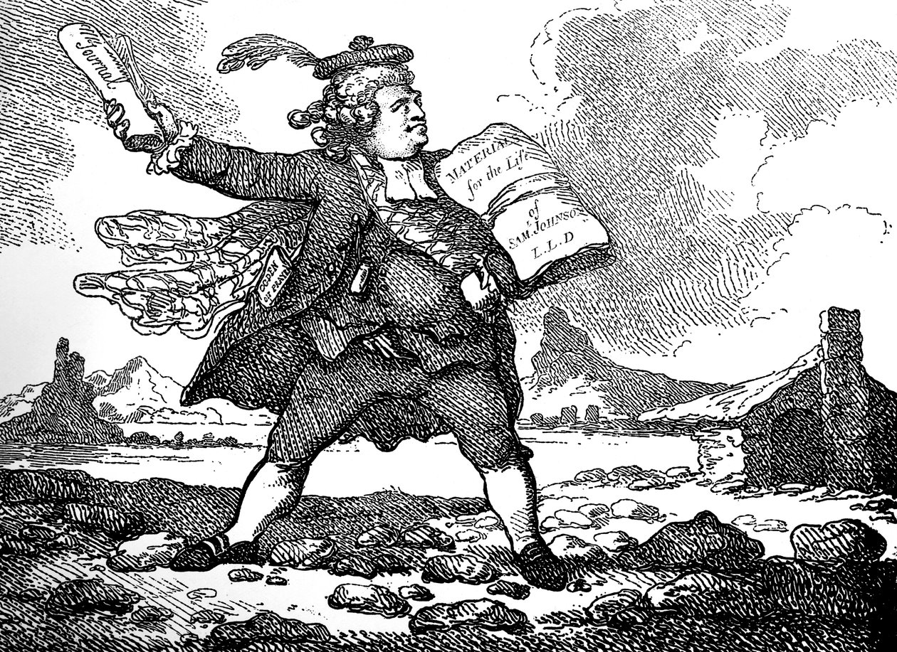 AuchinleckまたはThe Land of Stones、c 1786を眺めるジャーナリスト。 作： トーマス・ローランドソン