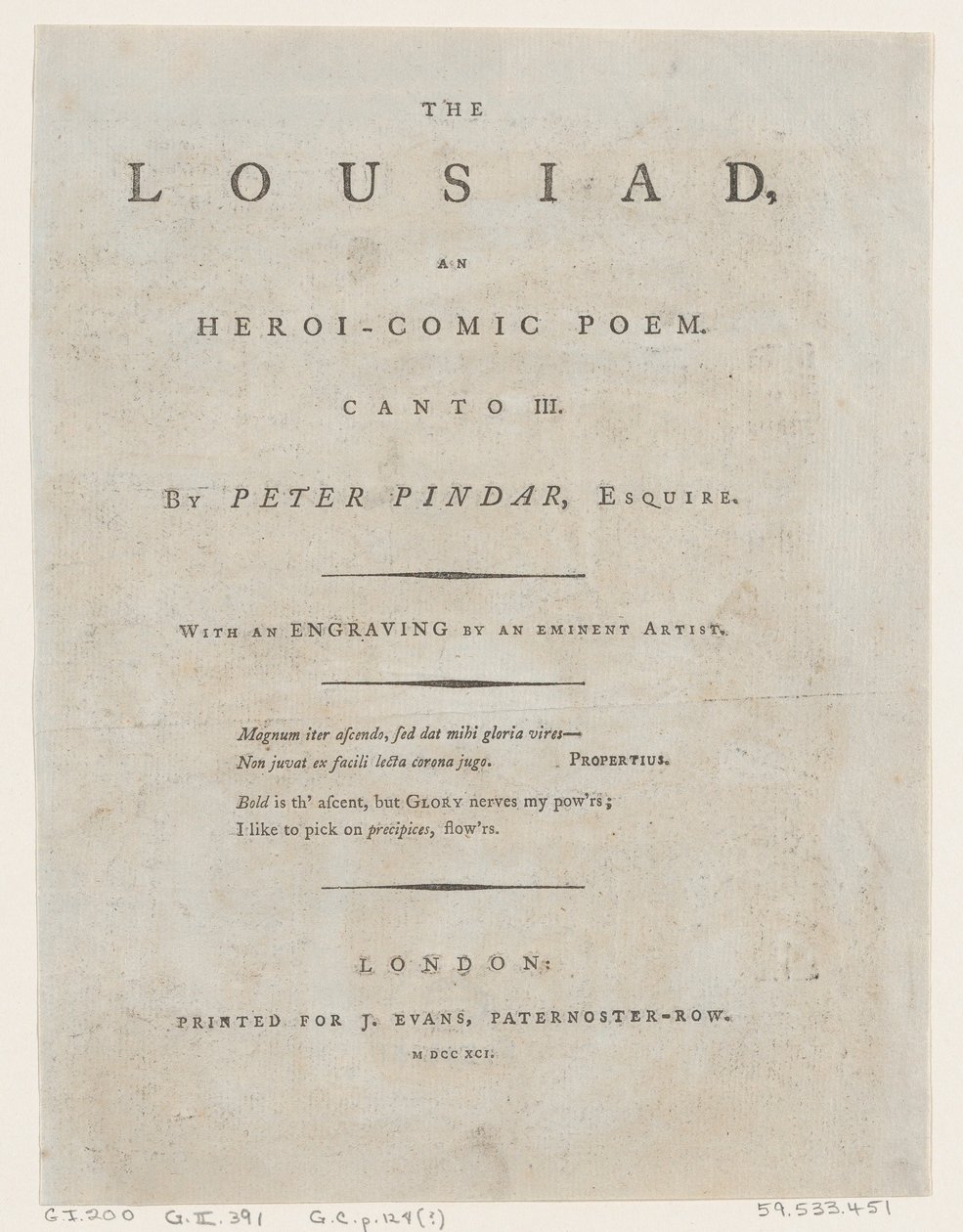 ピーター・ピンダーによるルシアッド、Frontispiece、1787., 1787. 作： トーマス・ローランドソン