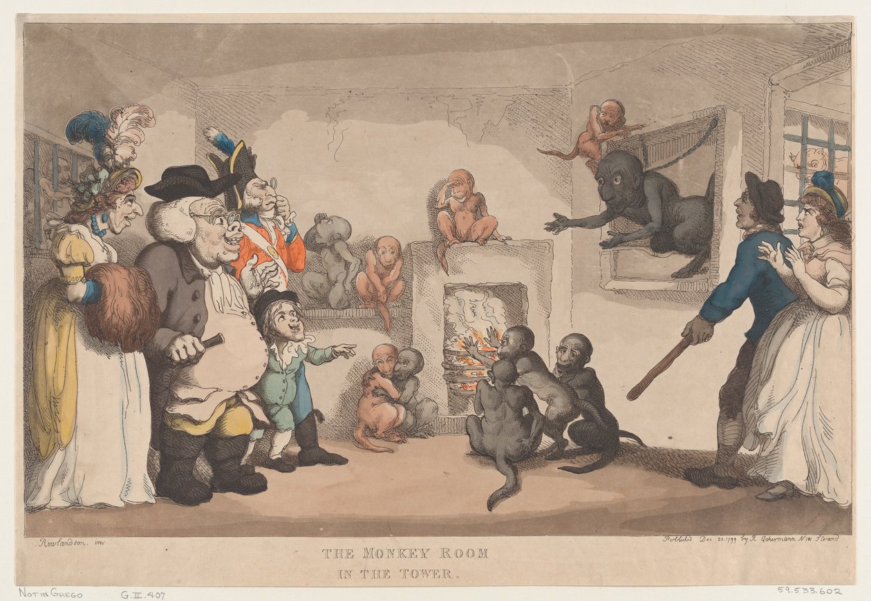 塔の中の猿の部屋、1799年12月20日。, 1799年12月20日。 作： トーマス・ローランドソン