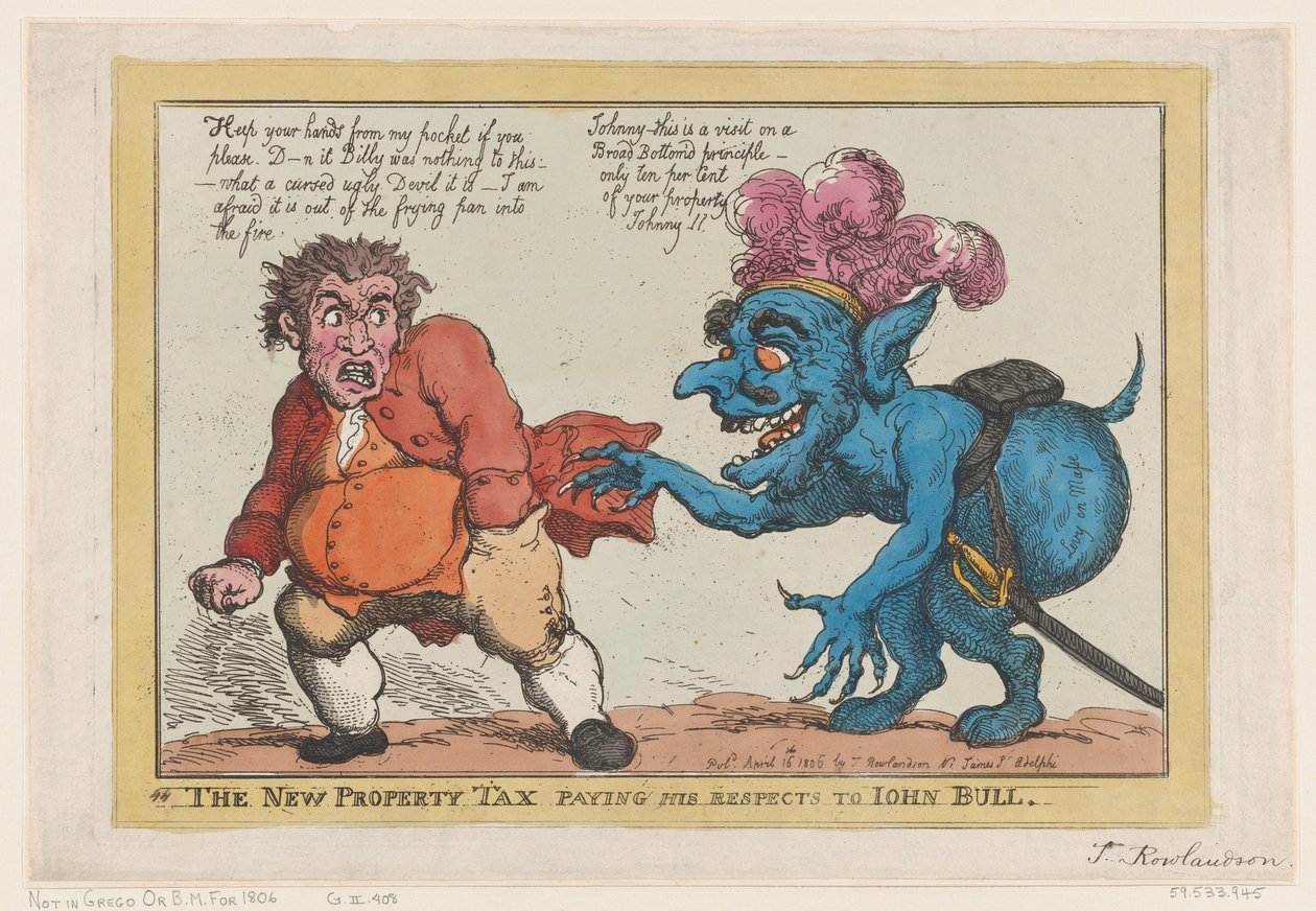 The New Property Tax Paying His Respects To John Bull, April 16, 1806., April 16, 1806. 作： トーマス・ローランドソン