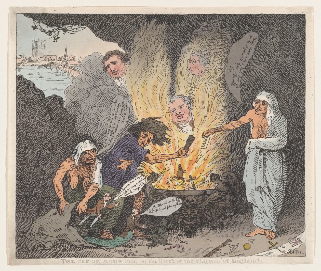 アケロンの穴またはイングランドの疫病の誕生、1784 年 1 月 28 日、1784 年 1 月 28 日。 作： トーマス・ローランドソン