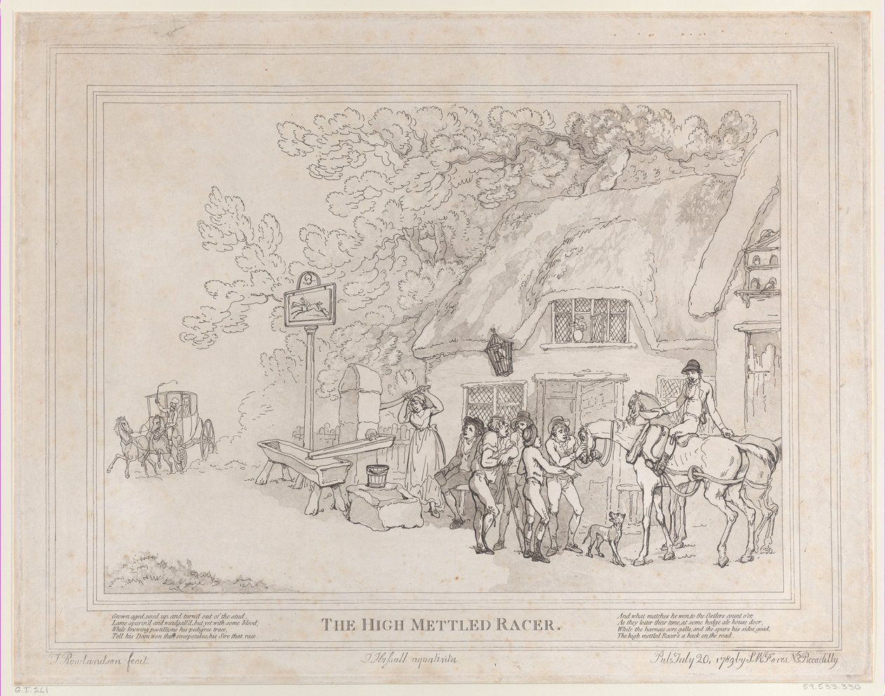 The Post Horse from The Life of a Racehorse, or The High-Mettled Racer, July 20..., July 20, 1789 作： トーマス・ローランドソン