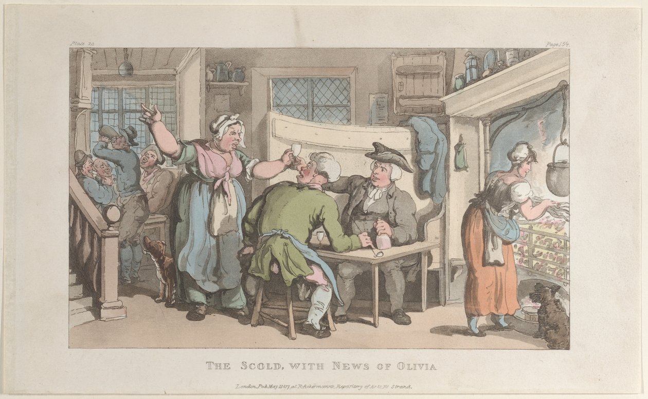 1817 年 5 月 1 日、The Vicar of Wakefield からの The Scold、News of Olivia、1817 年 5 月 1 日。 作： トーマス・ローランドソン