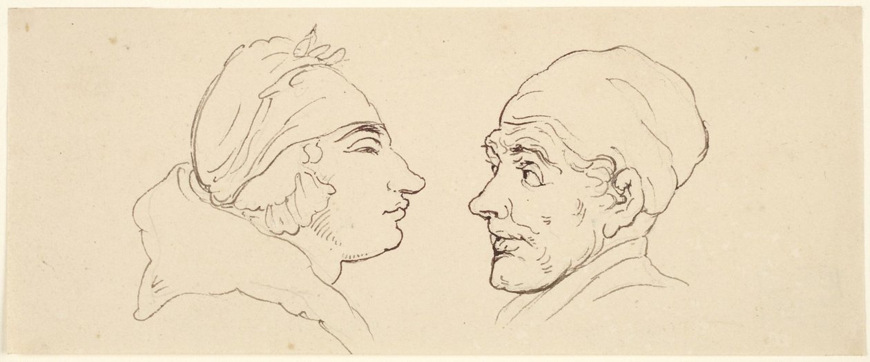 2つの風刺画：男性と女性 作： トーマス・ローランドソン
