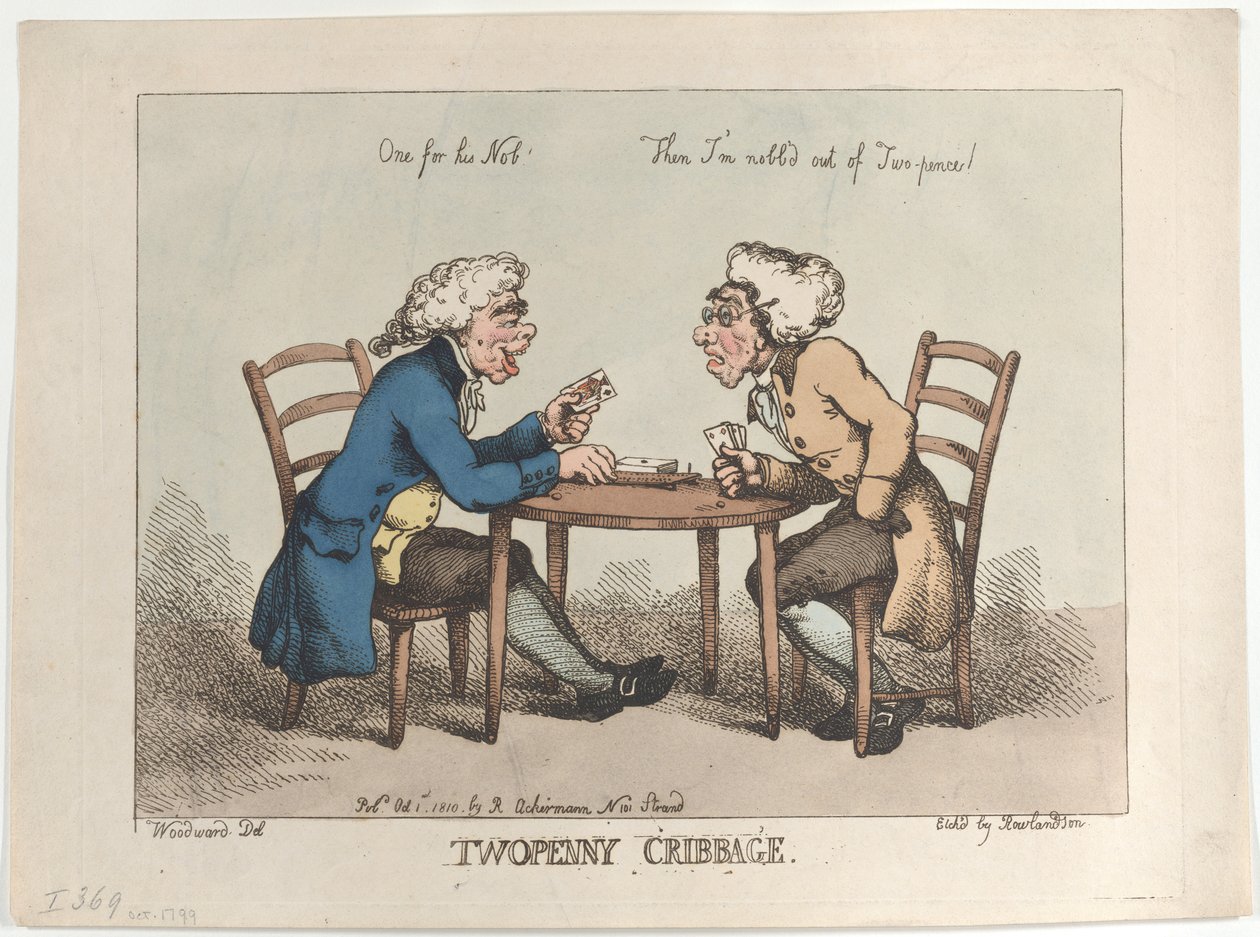 Twopenny Cribbage、[1799 年 10 月 1 日]、1810 年に再発行。[1799 年 10 月 1 日]、1810 年に再発行。 作： トーマス・ローランドソン