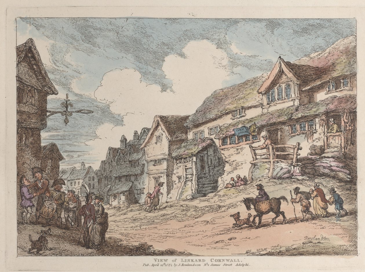 View of Liskard, Cornwall, from Views in Cornwall, April 12, 1812. 作： トーマス・ローランドソン