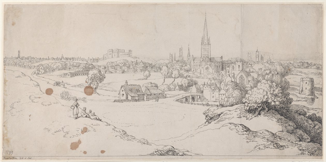 セント・ジェームズ・ヒルからのノリッチの眺め（1799年）、1799年。 作： トーマス・ローランドソン