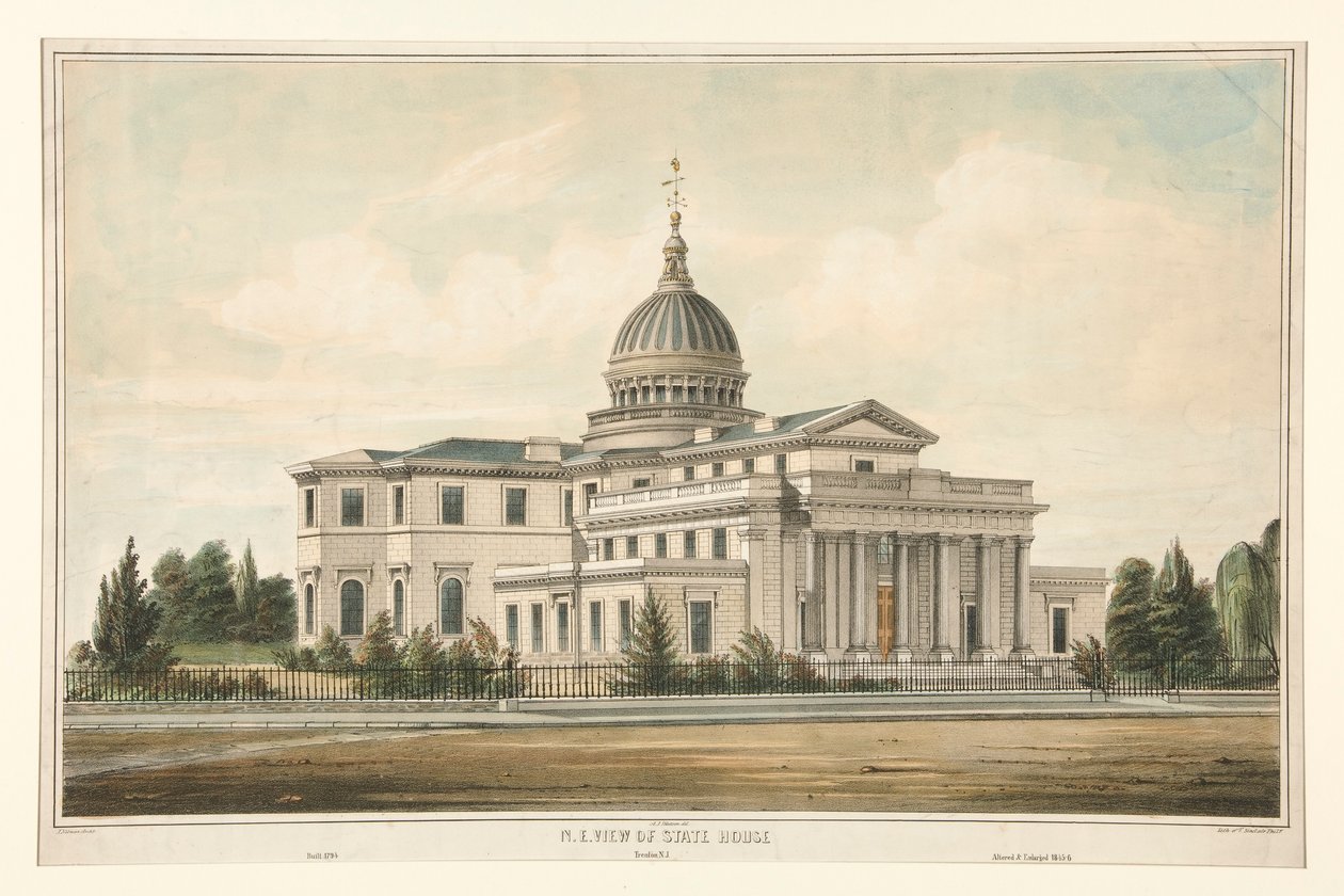N.E. 1794 年に建てられた州議会議事堂のビュー - ニュージャージー州トレントン 1845-6 年に変更および拡大 作： トーマス・S・シンクレア