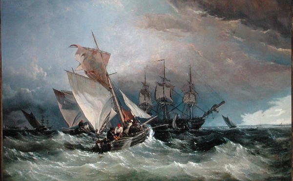 ノアの海老漁船、遠くにシアネス、1854年頃（油彩・キャンバス） 作： トーマス・シーウェル・ロビンス