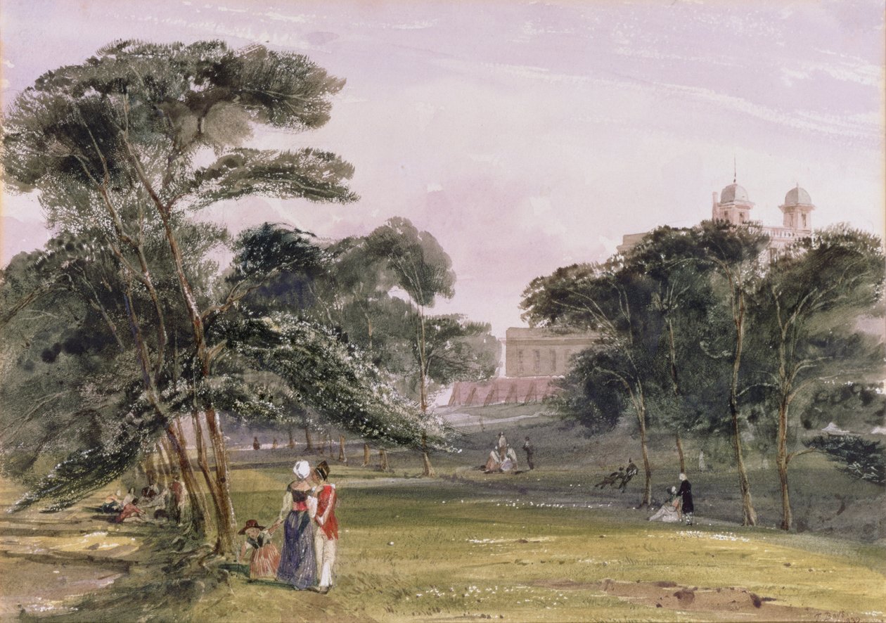 グリニッジ天文台下の公園の人々 1850年頃（水彩画 作： トーマス・ショッター・ボーイズ