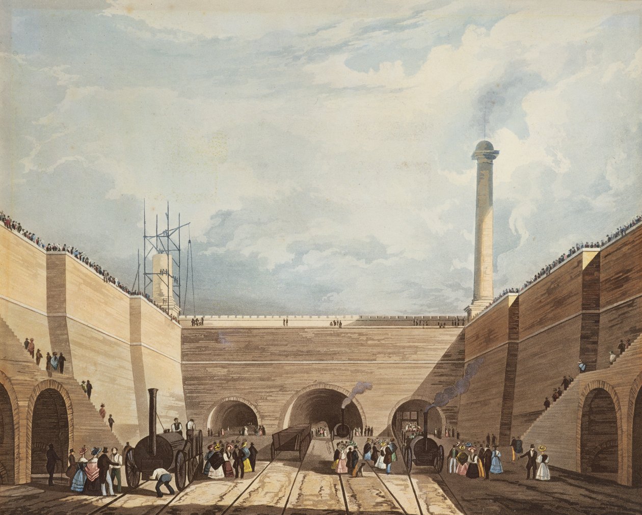 1831年にH. Pyallによって刻まれたリバプールのエッジヒルの鉄道の入り口（手塗りのエッチングとアクアチント） 作： トーマス・タルボット・ベリー