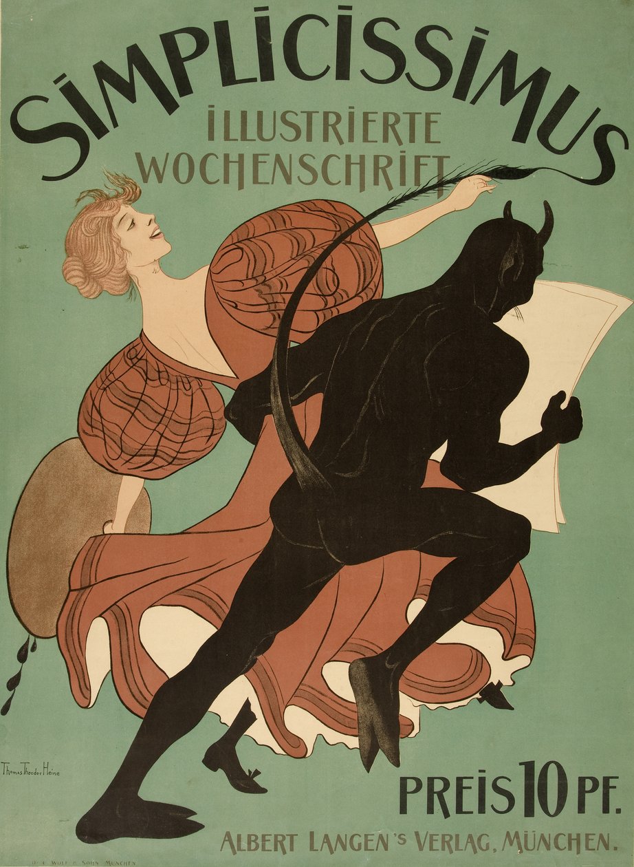 「Simplicissimus Illustrated Weekly」の表紙、パブ。 1896年（カラーリソ） 作： トーマス・セオドア・ハイネ