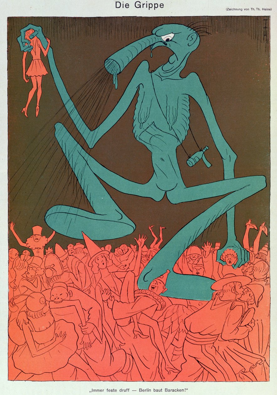 Influenssa, Simplicissimus, helmikuu 1929 (väri litho) 作： トーマス・セオドア・ハイネ