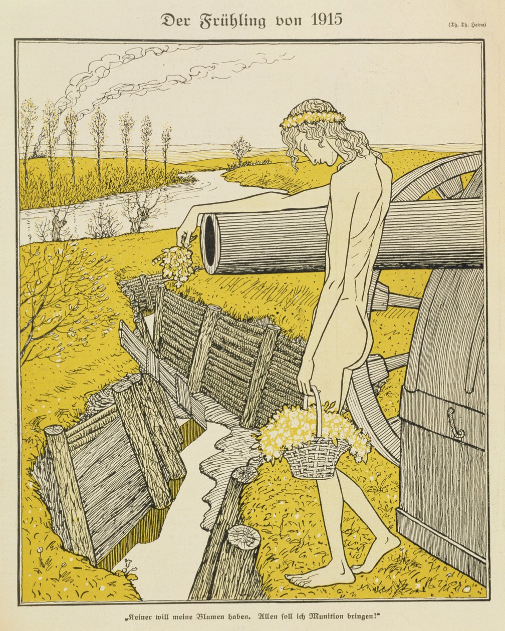 1915年の春、ドイツの雑誌「Simplicissimus」のイラスト、1915年頃（リソ） 作： トーマス・セオドア・ハイネ