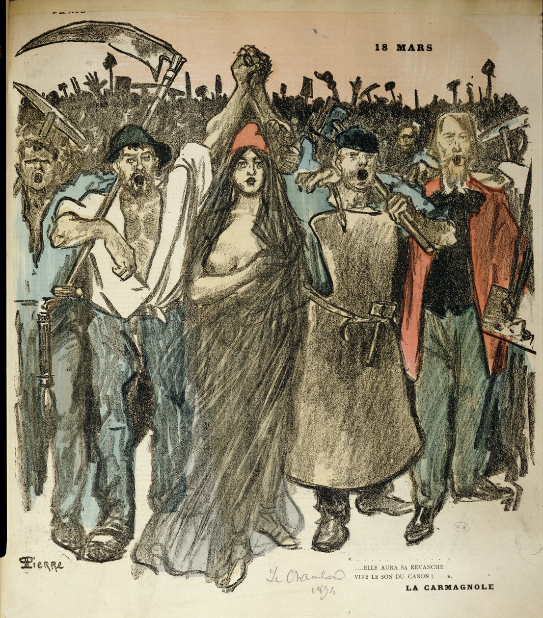 フランス革命の愛国的な歌「ラカルマニョール」、1894年「ルシャンバール社会主義」 作： テオフィルアレクサンドル・スタインレン
