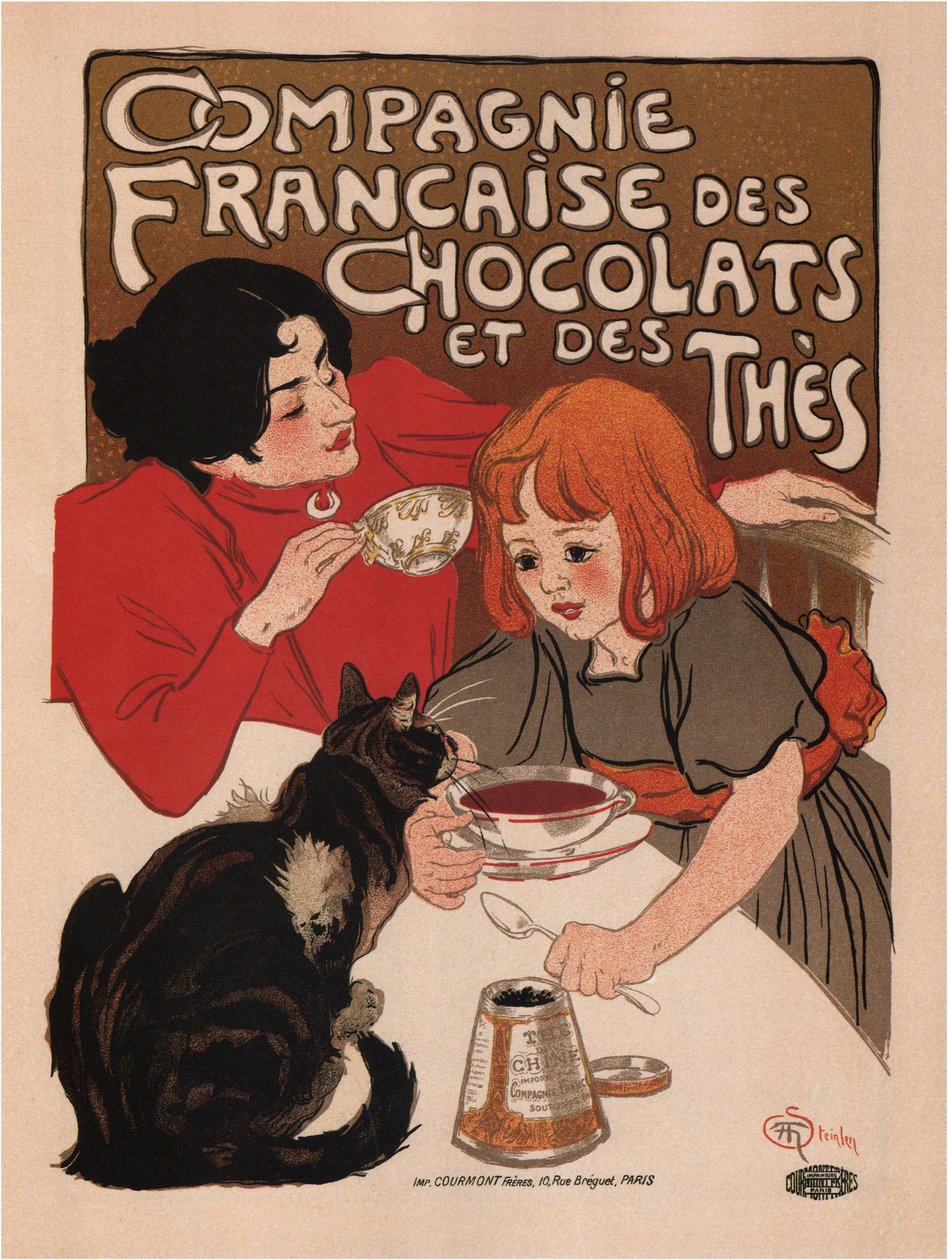 フランスのチョコレートと紅茶の会社のポスター、1895