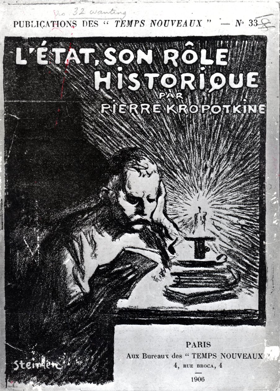 ピョートルクロポトキンによる「レタット、息子の役割の歴史」の表紙、1906年発行（リトグラフ） 作： テオフィルアレクサンドル・スタインレン