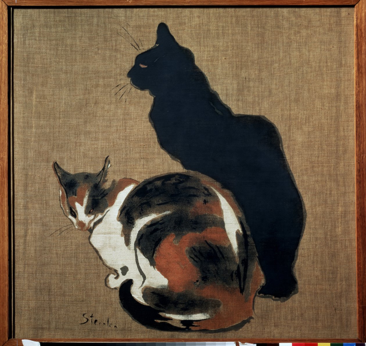 「二匹の猫」（二匹の猫） 猫とその影。 Theophile Alexandre Steinlen (1859-1923) による絵画 1894 Art Nouveau Dim. 61x64 cm プーシキン美術館、モスクワ 作： テオフィルアレクサンドル・スタインレン