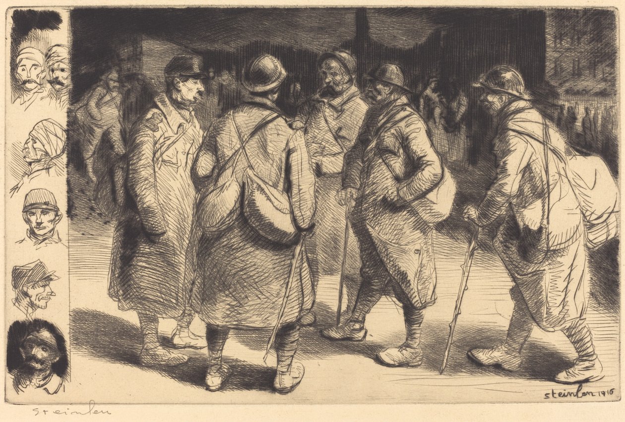 休暇中の兵士 - 夜景休暇 - 夜の効果、1916年。 作： テオフィルアレクサンドル・スタインレン
