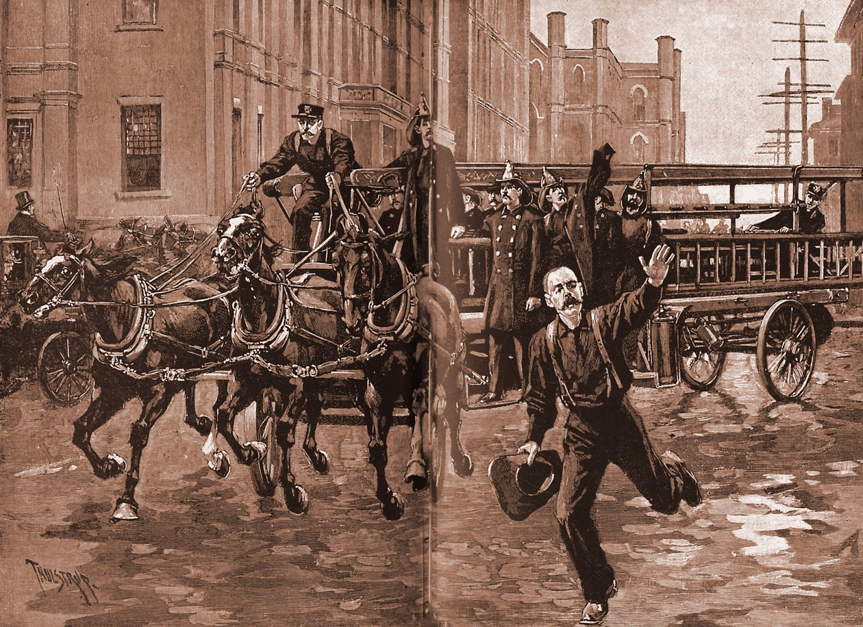 1890年代のフックとはしごの会社、ニューヨーク、 作： テュルドトゥルストラップ