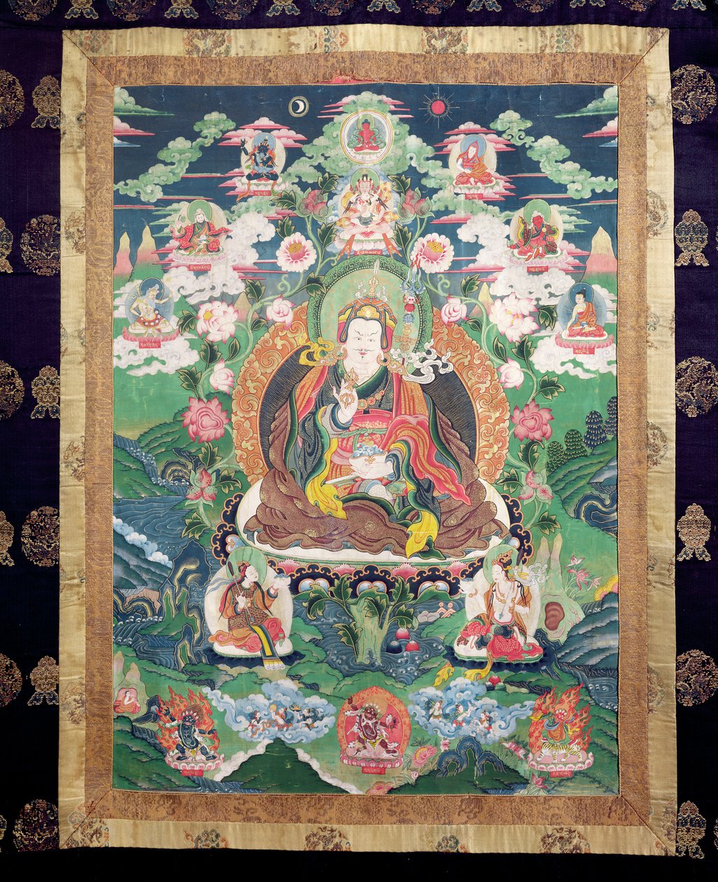 パドマサンバヴァの短歌、西暦749年（絵の具） 作： チベットの学校