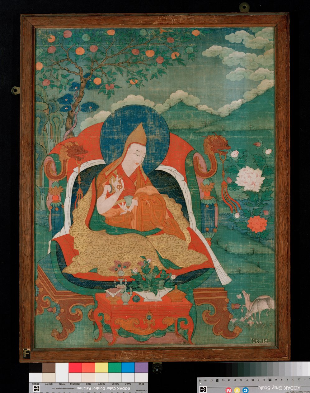 ラマ主義のイエローハット宗の父、ゲルプガラマ、1700〜1825年頃のタンカの絵（キャンバス上のジステンパー） 作： チベットの学校
