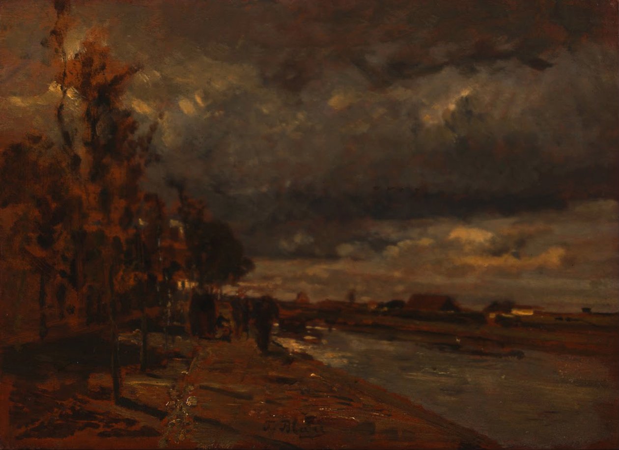 オランダの運河、1885年 作： ティナ・ブラウ
