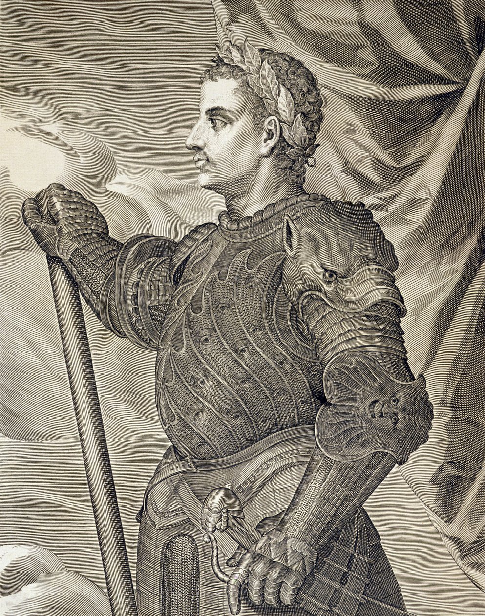 D.ローマのクラウディウスシーザー皇帝、紀元41〜54年、Aegidius Sadeler（1570-1629）によって彫刻 作： Tiziano Vecelli