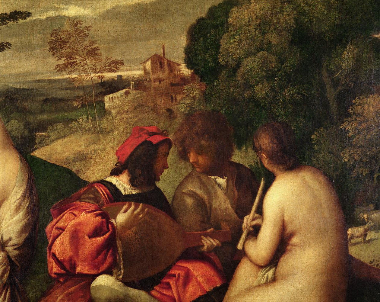 ルコンサートシャンペトルオープンエアコンサート、c.1510油彩、キャンバス、18096年 作： Tiziano Vecelli