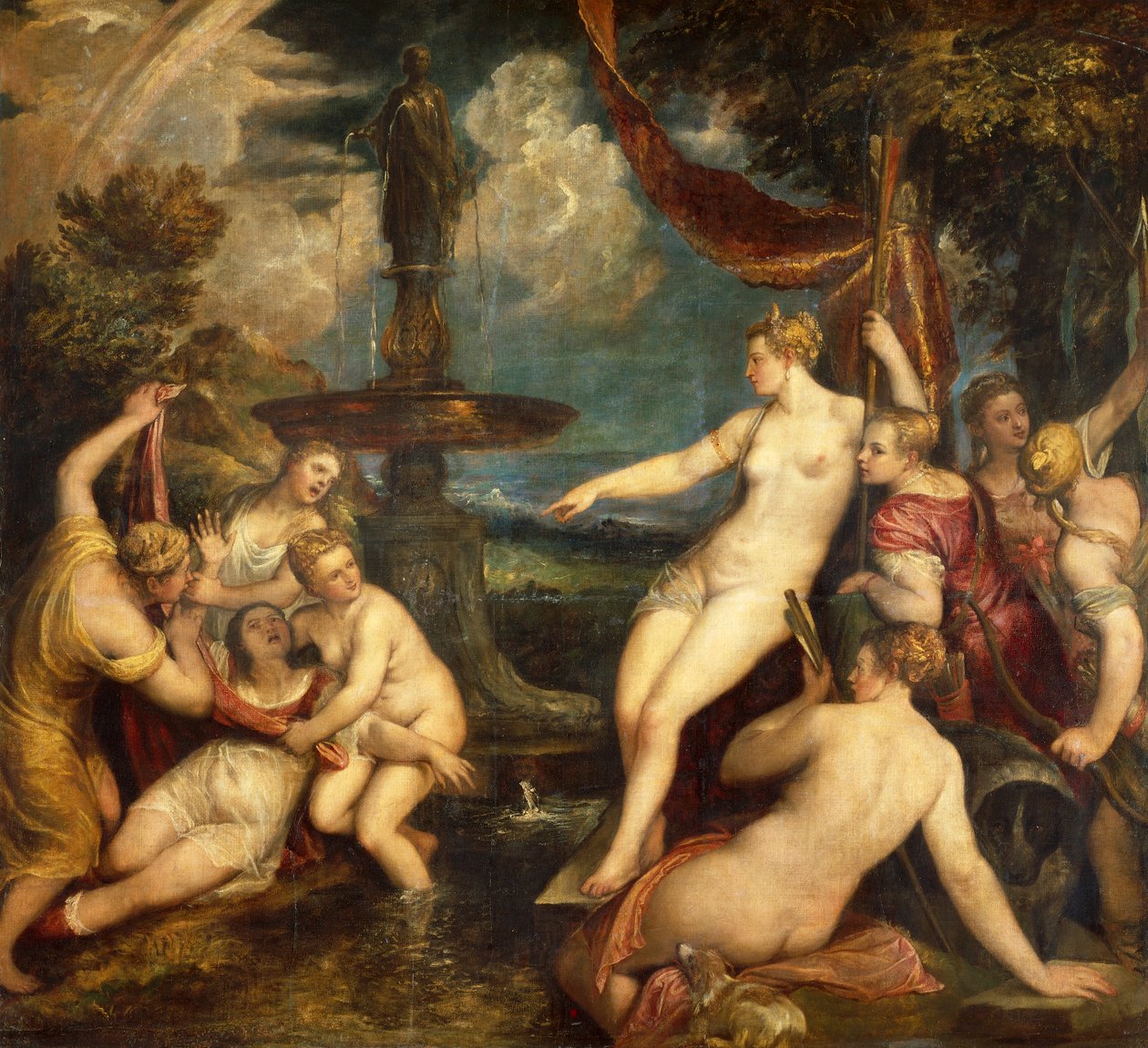 ティツィアーノ（約1490-1576）作「ディアナとカリスト」 油彩・キャンバス 作： ティツィアーノ（c.1488-1576）