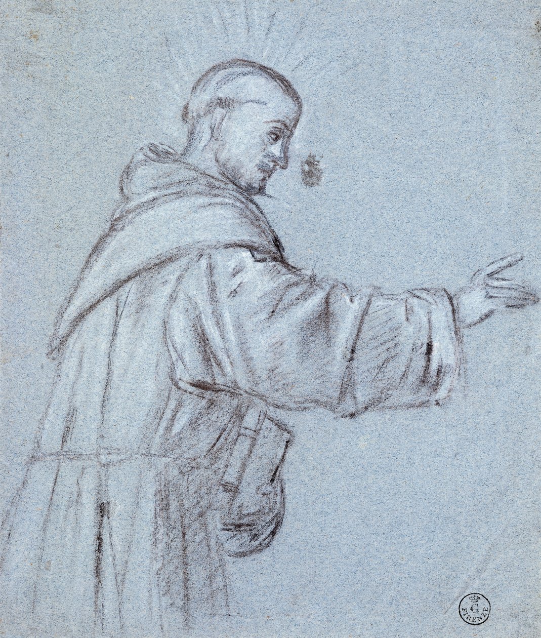 ティツィアーノ（1490年頃～1576年）作「修道士」、デッサン 作： ティツィアーノ（c.1488-1576）