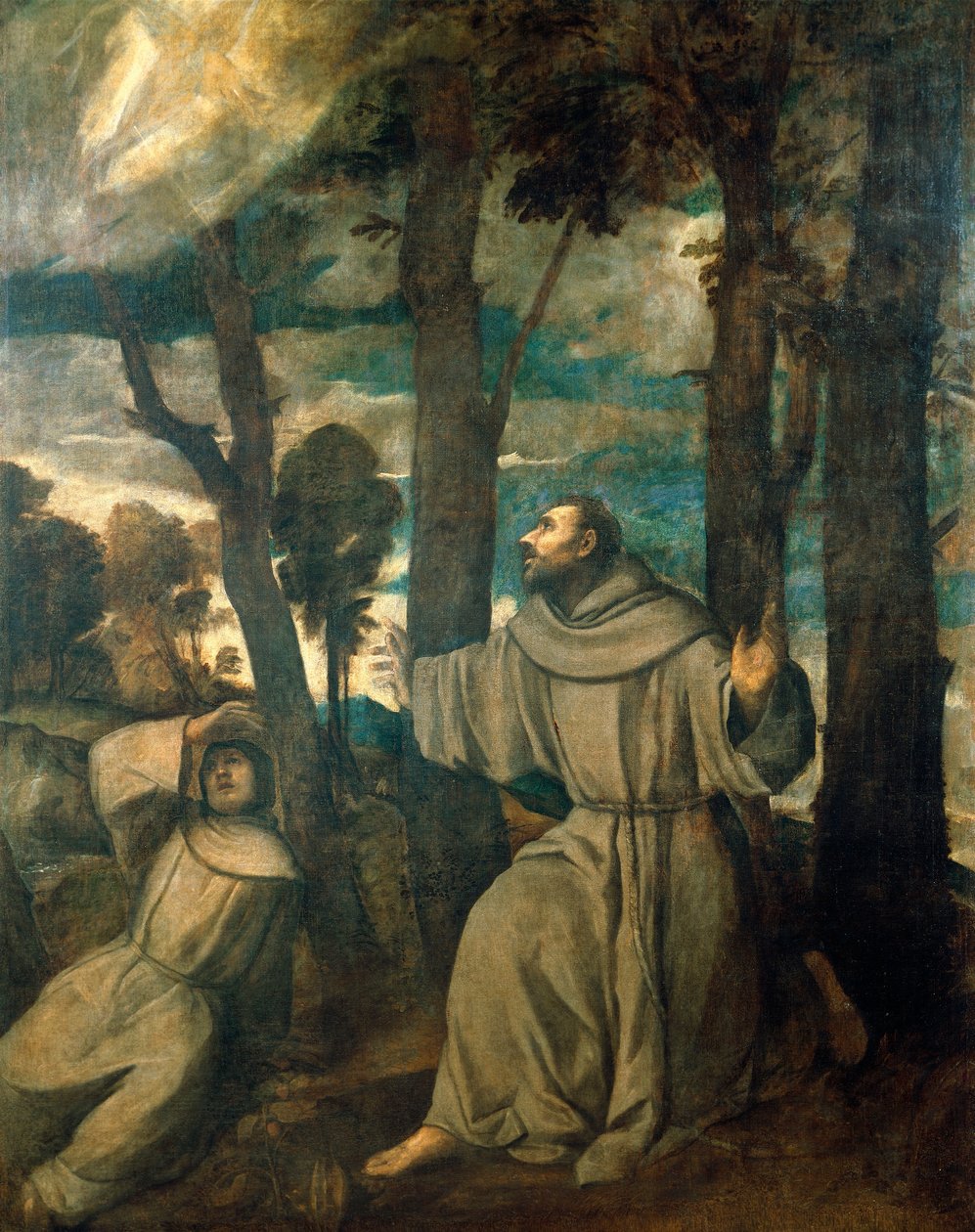 スティグマータを受ける聖フランシスコ 作： ティツィアーノ（c.1488-1576）