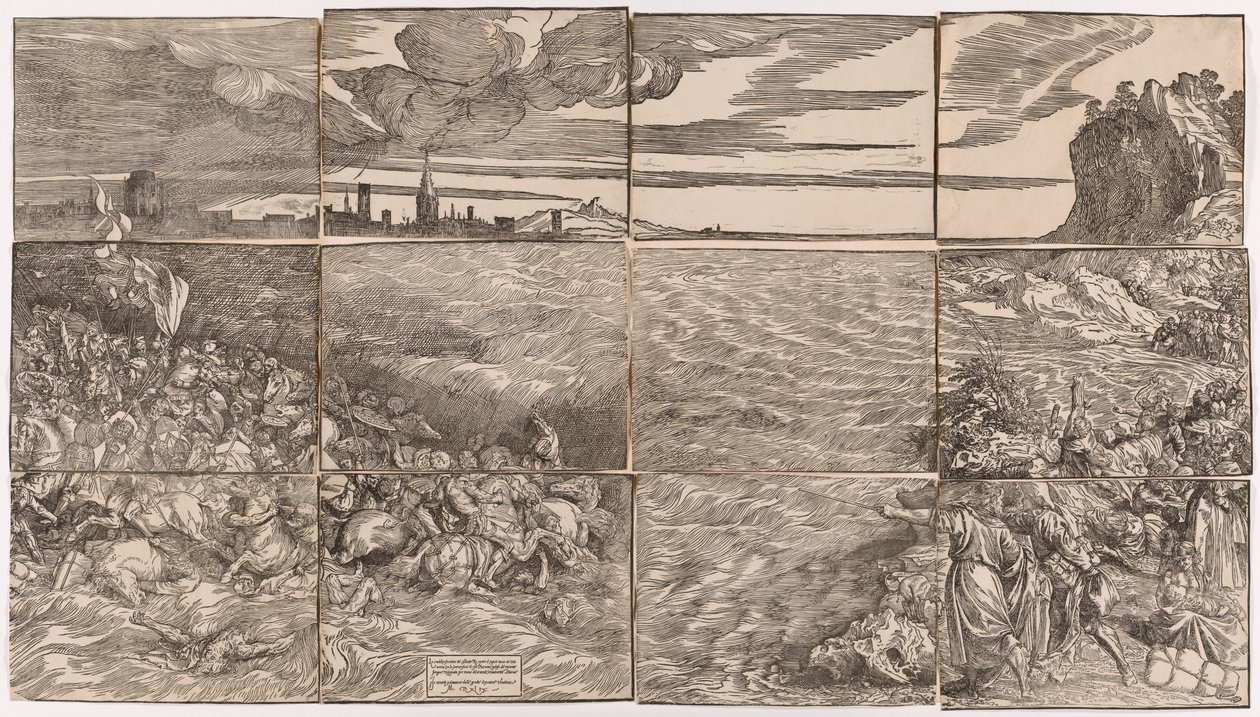 紅海へのファラオ軍の水没 作： ティツィアーノ (c.1488-1576)