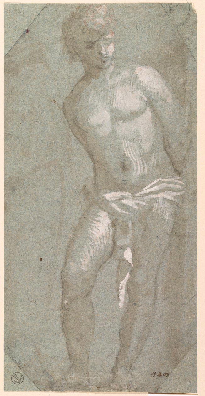 聖セバスチャン (紙にペン、インク、水彩) 作： ティツィアーノ (c.1488-1576)