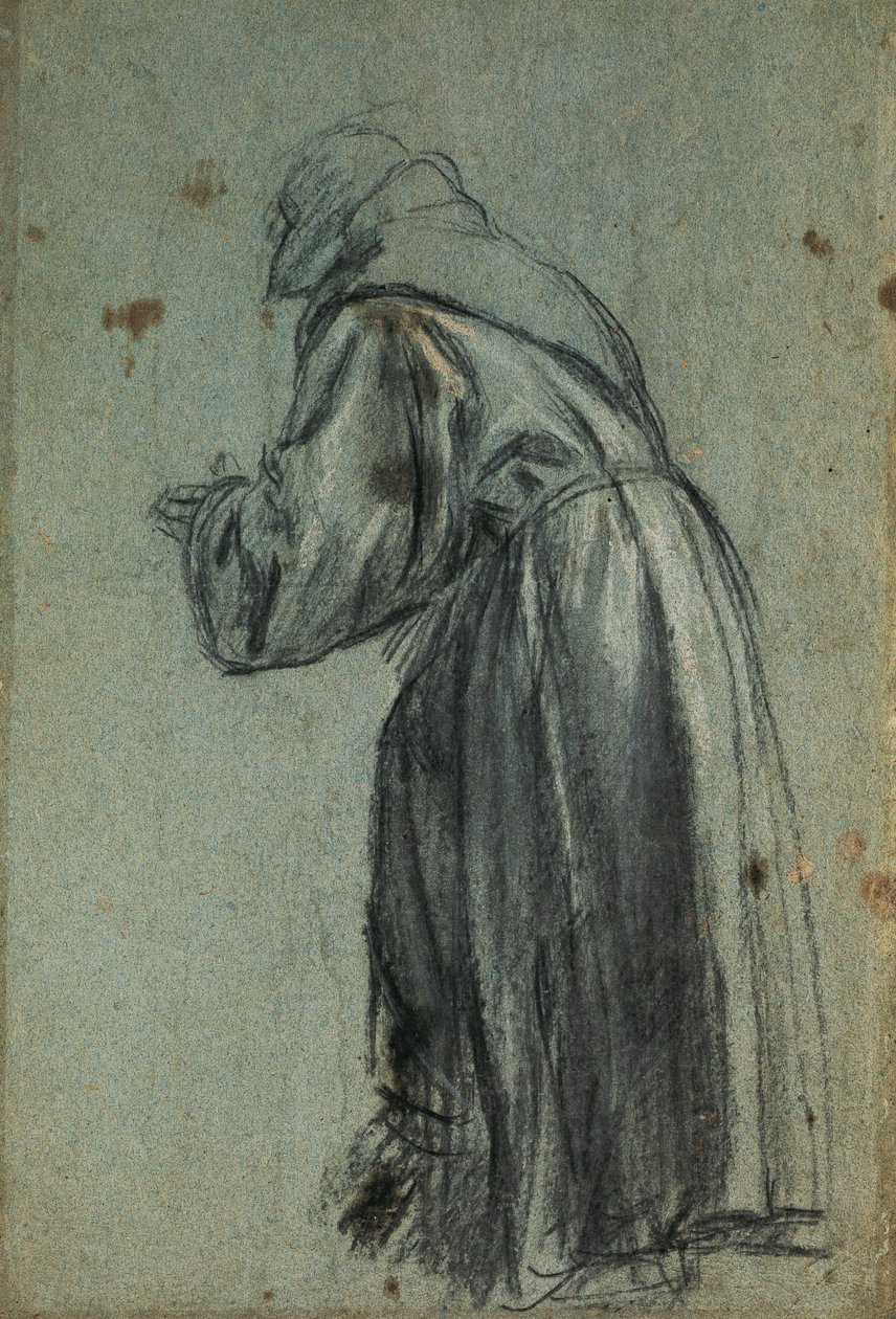 聖フランシスコの表現のための習作（木炭 作： ティツィアーノ（c.1488-1576）