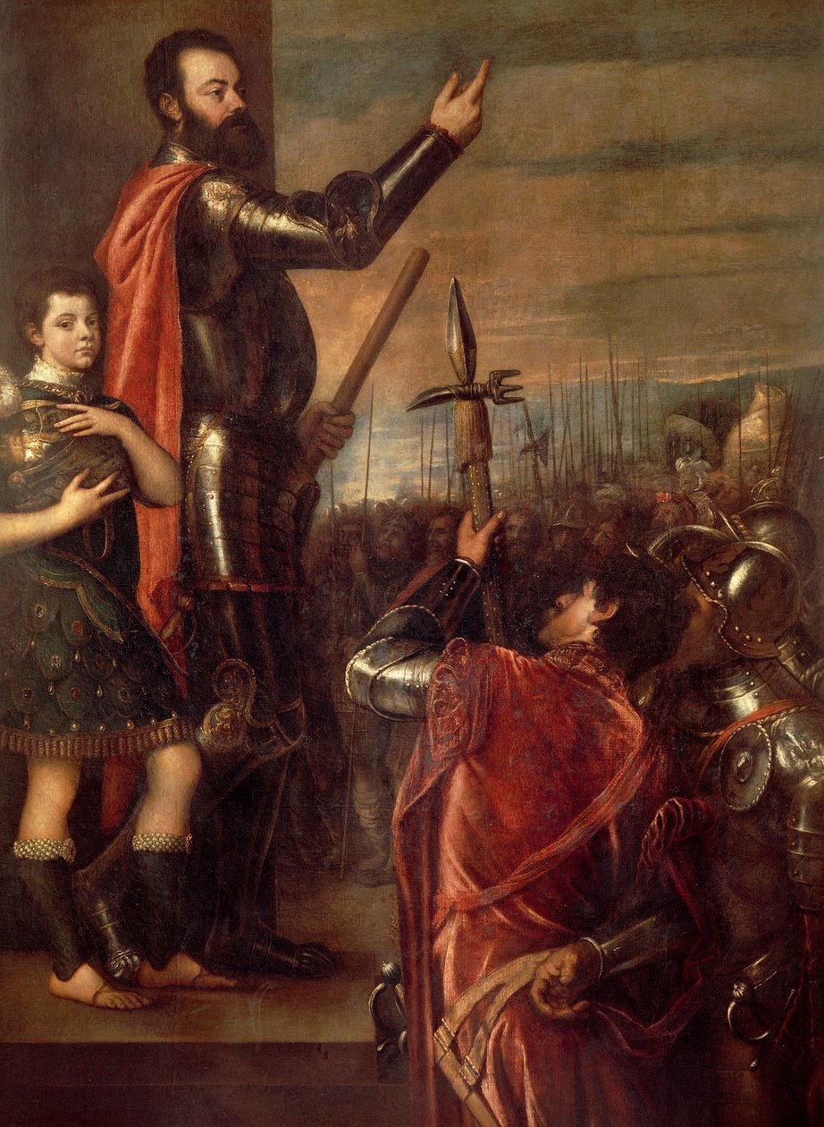 アルフォンソ・ダバロスの軍人への訓示 作： ティツィアーノ（c.1488-1576）