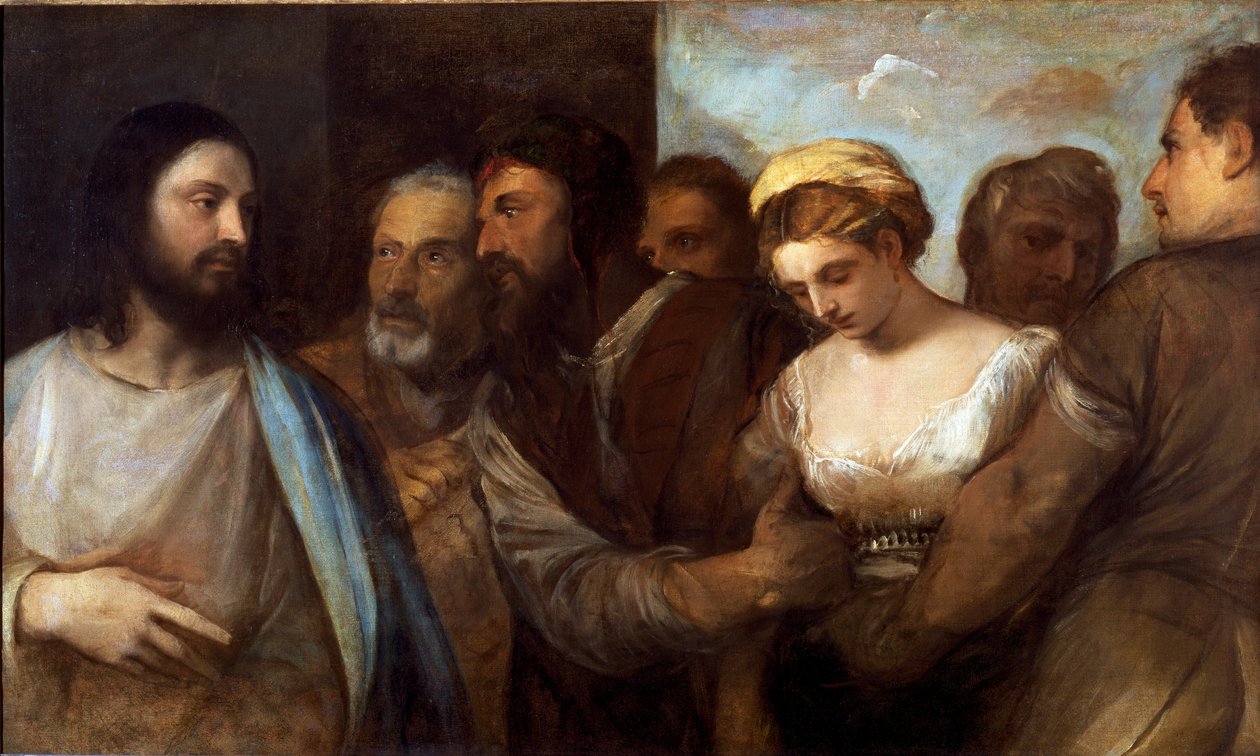 キリスト女性画 キリストと姦淫の女」（絵画、1540年頃