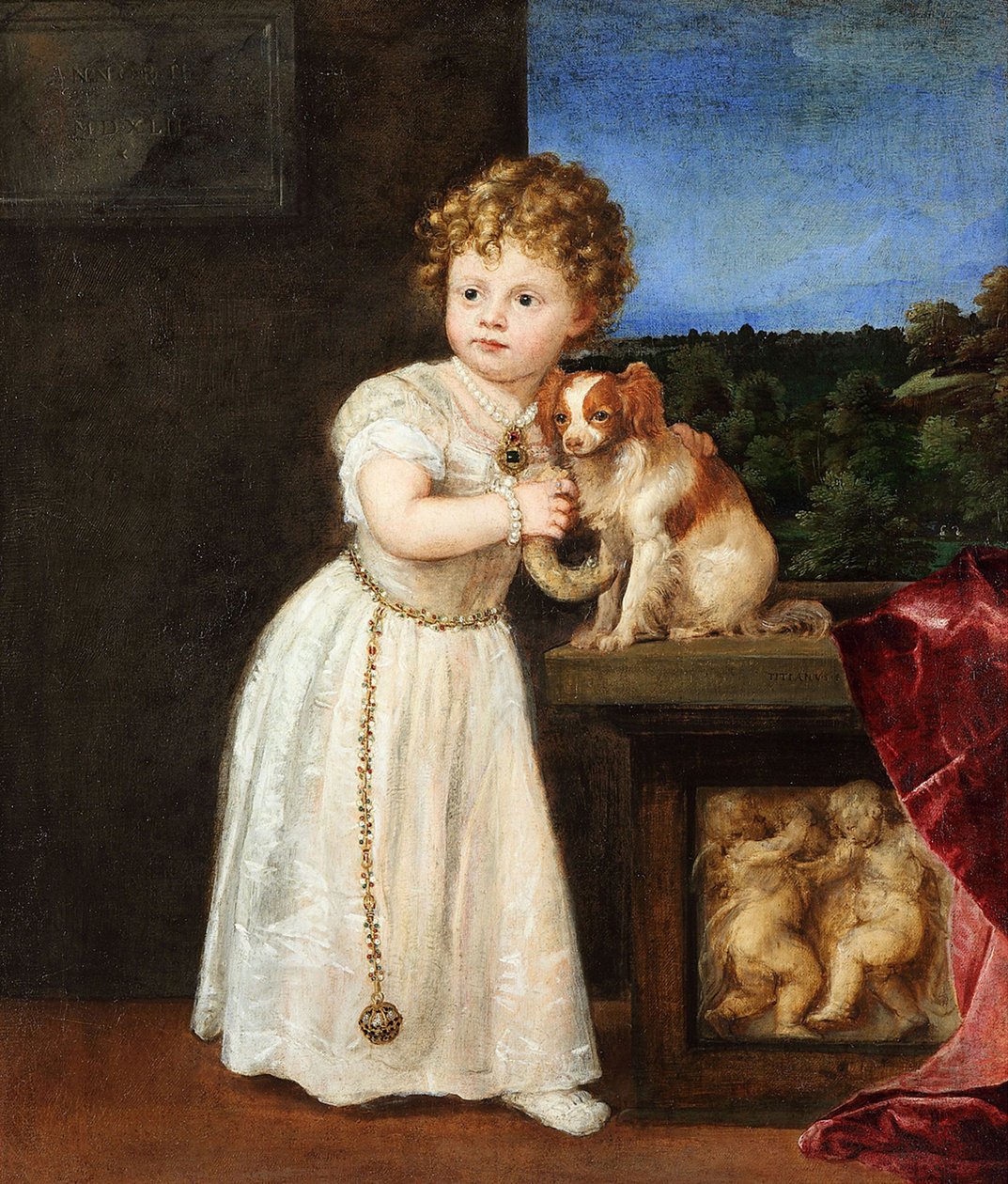 ドイツ人：クラリッサ・ストロッツィ（1540-1581）2歳の時 クラリッサ・ストロッツィの肖像 作： ティツィアーノ