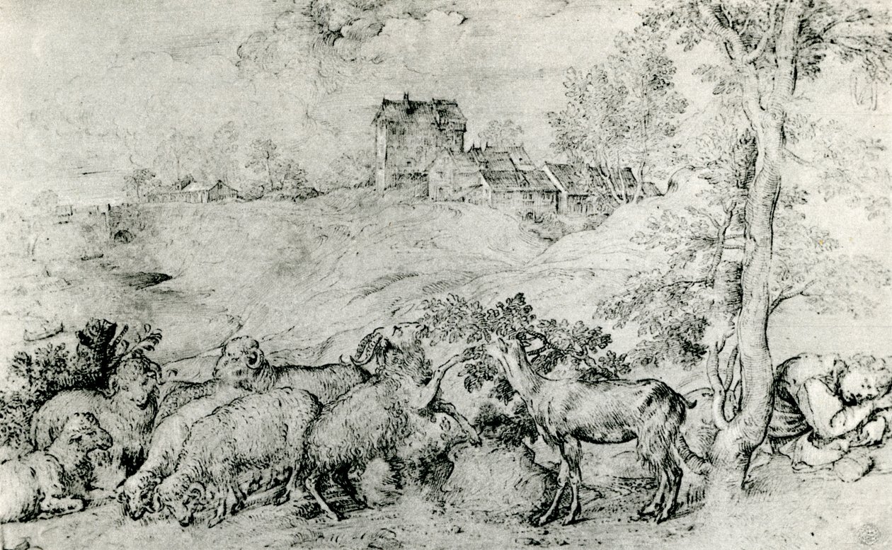 羊の群れのある風景、c1520、1937 作： Tiziano Vecelli