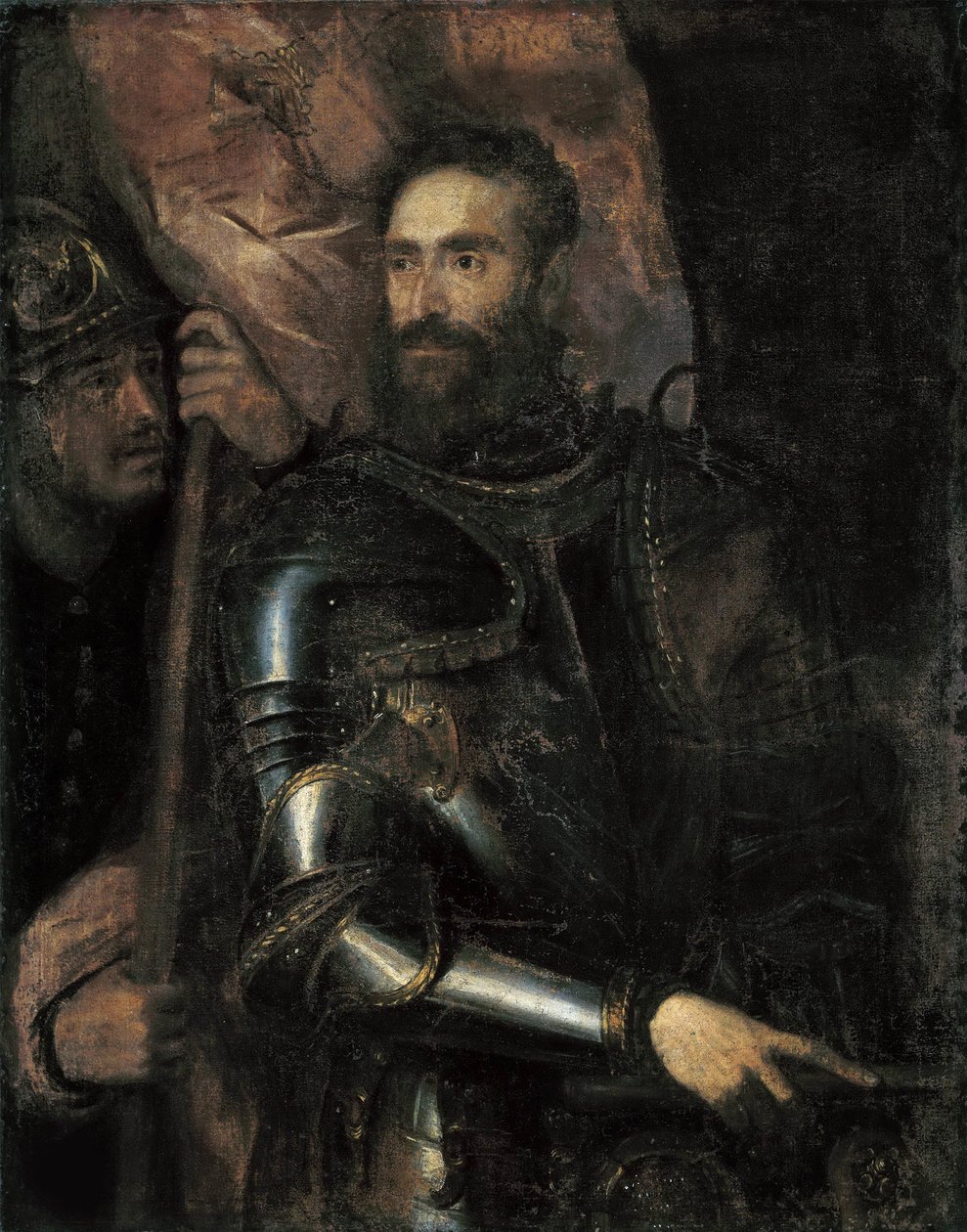 Pier Luigi Farnese 1503-1547の肖像、c。 1546年。 作： ティツィアーノ