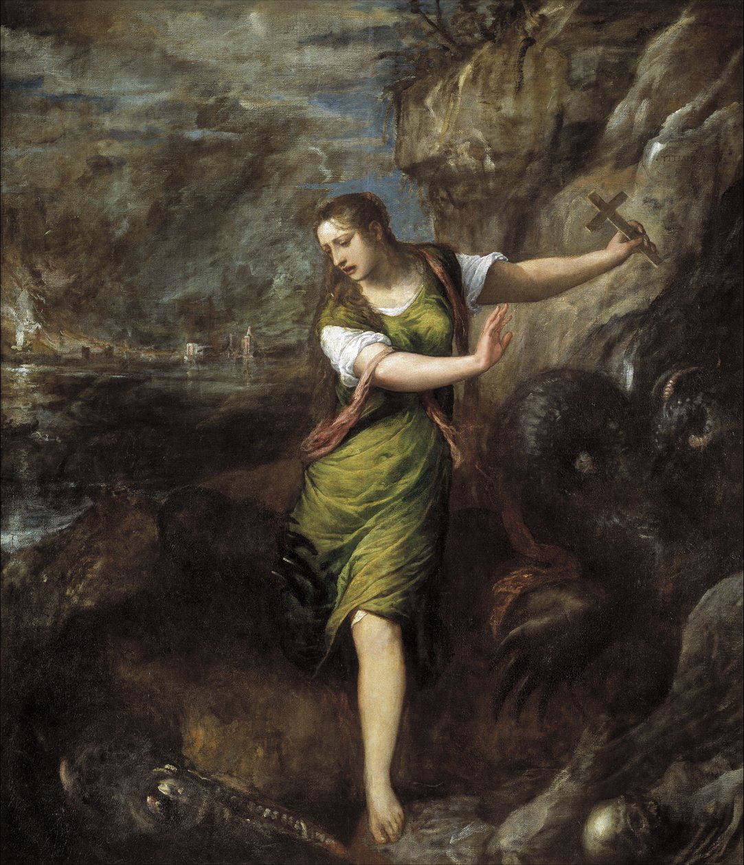 セントマーガレット、c。 1565年 作： Tiziano Vecelli